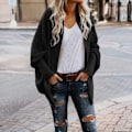 Miniatyrbild 2 av 5: Dam Lång Oversize Cardigan Sweater Ytterkläder Sjal Kappa One Size Black One Size