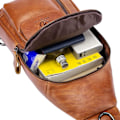 Miniatyrbild 7 av 9: Axelremsväska i läder Crossbody Herr Dam Resor Utomhussporter, Ryggsäck