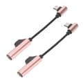2 stk USB C til 3,5 mm hodetelefonadapterkabel 2 i 1 bøybar lydkontakt for telefonnettbrett PC rosa