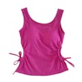 Sommar Dam Basic Ärmlös Slim Fit Bomull Linne med Inbyggd BH Rosröd Fri Storlek