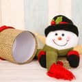 Christmas Decoration Linen Gift Box Cute Snowman Candy Jar, Size: 25*10cm