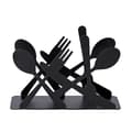 Black Metal Napkin Holder - Fork, Spoon, and Knife Design - For Dining Table - Stable Base Black