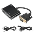VGA til HDMI Adapter 3 i 1 Konverter med Lyd til Laptop TV Projektor Sort
