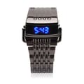 Alloy LED Digital Display Snabbkoppling Mode Business Herrklocka Svart Blått Ljus