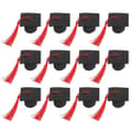 Graduation Cake Topper with 12 Red Mini Graduation Caps for Decoration