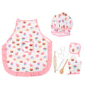 Kök Kostym Rollspel Set för Barn Flickor Förkläde Kockhatt Bakning Matlagning Vante Kakformar Kit 11st Cupcake Mönster