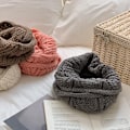 Miniatyrbild 3 av 3: Kvinnors tjock ribbstickad Vinter Infinity Circle Loop Scarf Black