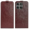 Kompatibelt etui til Motorola Edge 60 Pro 5G med kortpladser, vertikalt foldbart læderetui Brown