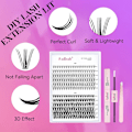 Miniatyrbild 2 av 3: (iLashes.SE) Individuella ögonfransar Cluster Lashes Kit 0.07 D Curl 8-16mm 10D + 20D Ögonfransförlängningssats