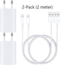 (2st) iPhone EXTRA Lång Väggladdare och Lightning kabel 2m (2-PACK) 2M