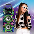 Miniatyrbillede 4 af 6: Enceinte Karaoke 2 Mikrofoner Uden Ledning | Bluetooth Karaoke | Trendix - Børne Karaoke Neon Verden