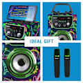 Miniatyrbillede 2 af 6: Enceinte Karaoke 2 Mikrofoner Uden Ledning | Bluetooth Karaoke | Trendix - Børne Karaoke Neon Verden