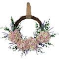 Miniatyrbilde 1 av 5: 18\" Kunstig Hortensia Krans for inngangsdør, Hvit Rosa, Håndlaget