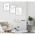 Miniatyrbillede 5 af 5: Line Art Prints Fashion Kvinder Kunsttryk Sæt af 3 Sort & Hvid