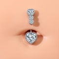 Miniatyrbillede 3 af 5: 14G Navlepiercing, Hjerte Navlepiercing, Klar Skinnende CZ 316L St