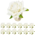 Miniatyrbillede 1 af 4: 12 stk. Hvide Runde Servietblomster Bryllupsservietblomster til W