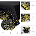 Miniatyrbillede 3 af 5: 6 pakker Polka Dot duge 54\" x 108\" Sort Guld Polka Dot Ta