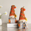 Miniatyrbilde 2 av 3: Høst Thanksgiving, Gresskar Solsikke Ansiktsløs Dukke Dverg Ornamenter, Håndlaget Rustikk Plysj Elf Dukke Gresskar Ornament (A)