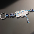 Miniatyrbillede 3 af 4: Onde øje blå ugle nøglering nøglering vægophæng ornament tyrkisk