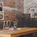Miniatyrbild 4 av 5: Set med 2 geometriska ljusstakar i metall i hexagonform för bordsdekoration,
