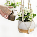 Miniatyrbild 5 av 5: Macrame växt hängare inomhus hängande planter korg med träpärla