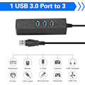 Miniatyrbilde 3 av 5: 3-porters USB 3.0 HUB til RJ45 Gigabit Ethernet 10/100/1000 Mbit USB