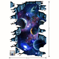 Miniatyrbillede 5 af 5: Galaxy Wall Decal Fjernelselige Rum Gulv Stickers Magisk Kunst 3D M