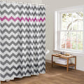 Miniatyrbillede 1 af 3: Mugresistent Vandtæt Bruseforhæng Hjørne Polyester Badeforhæng 180 x 180cm med Kroge Maskinvaskbar Simpel Design (Grå og Lilla)