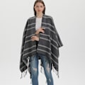 Miniatyrbilde 1 av 5: Grå høst- og vinterponcho for kvinner, åpen skjerf med lommer