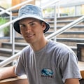 Miniatyrbillede 2 af 5: Tie Dye Bucket Hat - Vendbar solhat til kvinder til udendørs brug på stranden, Ligh