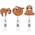 Miniatyrbillede 1 af 5: 3 stk. Dovendyr Badge Reel Sød Filt Badge Reel Holder Tilbagekaldelig