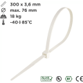 Pikkukuva 2 / 5: Kaapelinippuside 300mm x 3.6mm, Kaapelinippuside, Rilsan Nylon Kaapelinippusiteet, Cabl