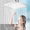 Miniatyrbillede 2 af 5: 8 tommer krom regn LED brusehoved 7 farver skiftende temperatur