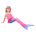 Miniatyrbild 3 av 5: Flicksjöjungfru badkläder med bikini set (rosa)