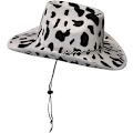 Miniatyrbillede 1 af 5: Cowboy Hat Sjov Ko Print Hat - Unisex Sort og Hvid Cowboy Hat