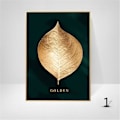 Miniatyrbilde 3 av 3: Set med 3 designveggplakater Skog Gullblad Palme Rammeløs