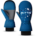 Miniatyrbilde 1 av 3: Mittens Barne Vinter Skihansker, Vanntett Varme Termiske Snøhansker for Løping Ski Sykling Utesport for Gutter Jenter 4-6 År (Blå)