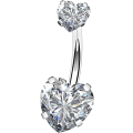 Pikkukuva 2 / 5: 14G Kirurginteräksinen Facet Heart Cubic Zirconia Napanauha