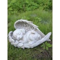 Miniatyrbillede 3 af 3: Dyrestatue hund engel statuette grav ornament grav