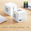 Miniatyrbild 5 av 5: Vit kubtimer (15-20-30-60), digital studietimer med LED-ljus
