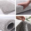 Miniatyrbillede 2 af 3: Ekstra tyk skridsikker bademåtte i kraftig mikrofiber, superabsorberende brusebadsmåtte (Lysegrå, 40 x 60 cm)