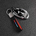 Miniatyrbillede 5 af 5: Peugeot nøglering, nøglering i læder til bil, personlig tricolor-emblem