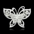 Sparkling Silver Brosch - Butterfly & White Rhinestones Silver