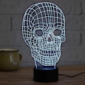 Miniatyrbillede 1 af 3: Uhyggelig kranie 3D illusionslampe LED natlys med 7 farver blinkende og touch-kontakt USB-drevet soveværelse bordlampe til børns gaver Halloween dekoration