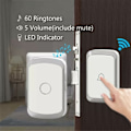 Miniatyrbild 1 av 5: Vit trådlös dörrklocka, smart LED-dörrklocka för hemmet, 1 dörrklocka och