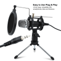 Pikkukuva 2 / 4: Mini-kondensaattorimikrofoni Pc-mikrofoni 3,5 mm:n pistoke Plug and Play -kotistudio Podcast-laulumikrofonit minimiikrofonitelineellä kaksoiskerroksisella akustisella filtterillä