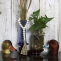 Miniatyrbilde 4 av 5: Tretreperlekrans med dusker 3 PCS Farmhouse Rustikk Tretre Pr
