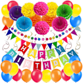 Pikkukuva 1 / 5: 35PCS Paper Fan Party Decorations Set - Pennant,Garland String,B