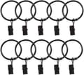 10 svarta gardinringar ytterdiameter 44mm gardinklämmor elektrop