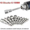 Miniatyrbilde 4 av 5: 10 stk skrutrekkerhylseadapter 6-19 mm sekskantet krom vanadium